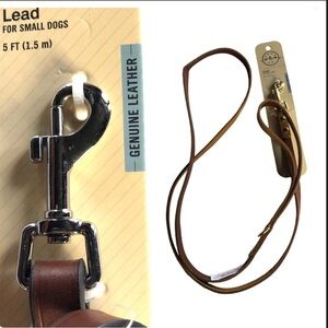 NWT leather 5ft thin tan leash for small dogs